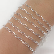 Sterling Silver Diamond Cut Oval Link Chain